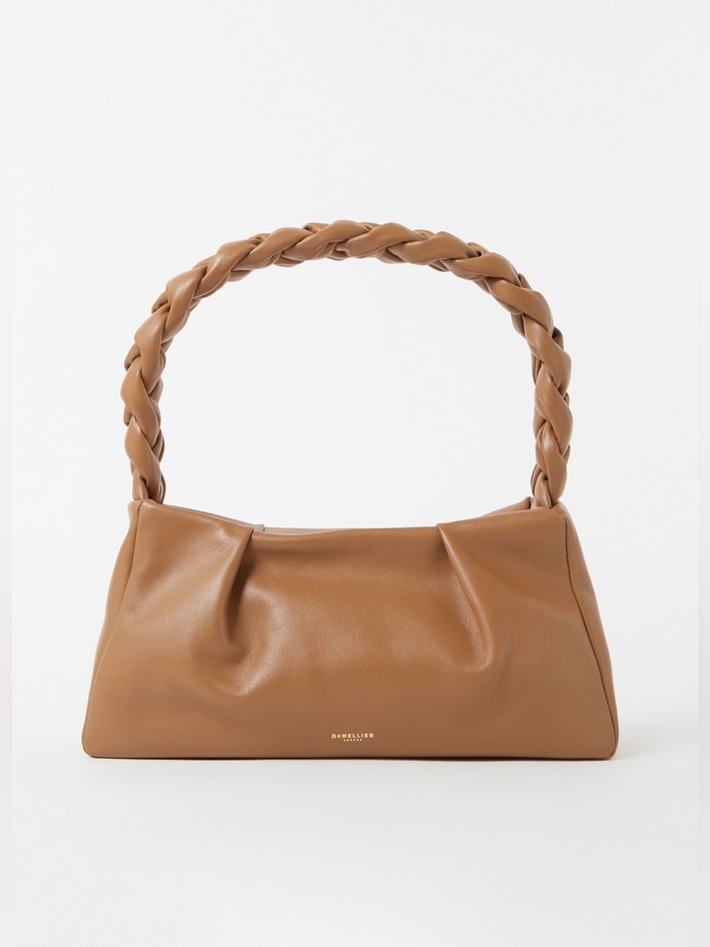 DeMellier Genova Leather Braided Shoulder Bag in Tan